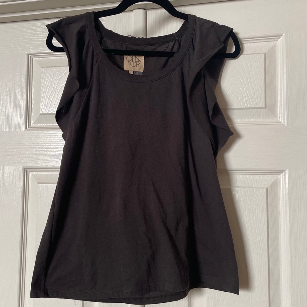 Chaser Vintage Jersey Flutter Tee - Black - Small